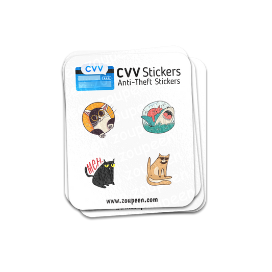 CVV Anti-Theft Stickers: Cat Set