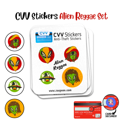 CVV Anti-Theft Stickers: Alien Reggae Set