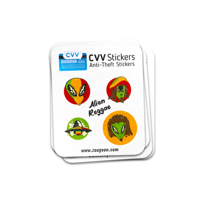 CVV Anti-Theft Stickers: Alien Reggae Set