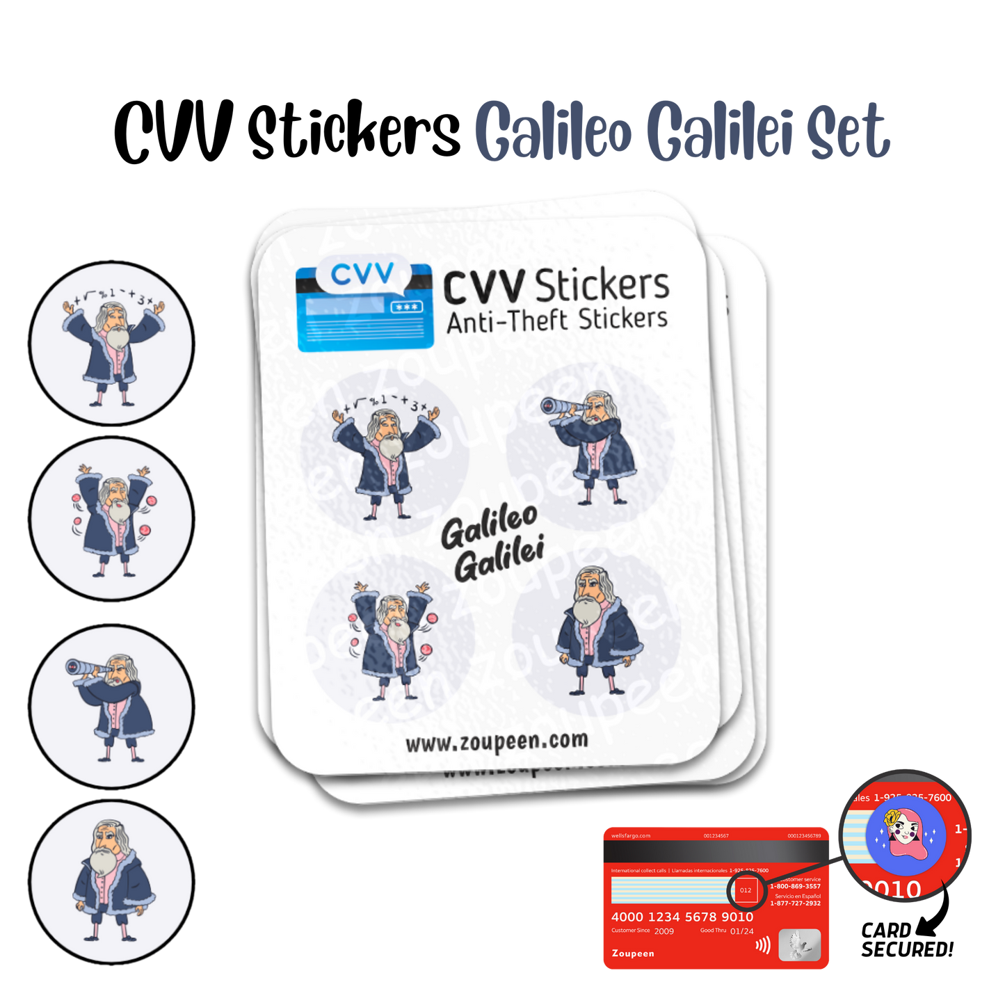 CVV Anti-Theft Stickers: Galileo Galilei Set