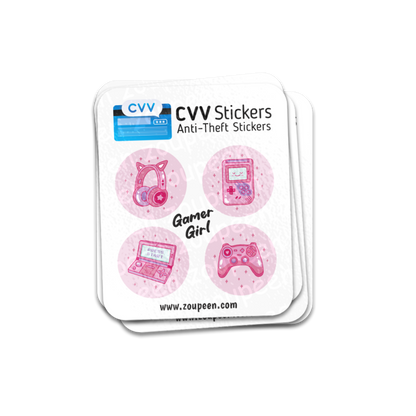 CVV Anti-Theft Stickers: Gamer Girl Set