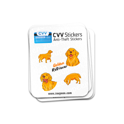 CVV Anti-Theft Stickers: Golden Retriever Set