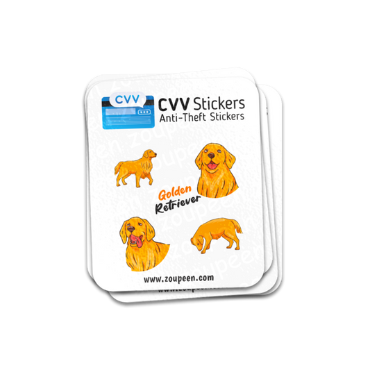 CVV Anti-Theft Stickers: Golden Retriever Set