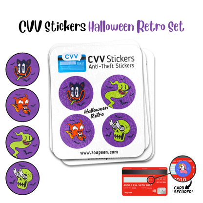 CVV Anti-Theft Stickers:  Halloween Retro Set