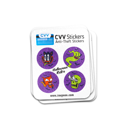 CVV Anti-Theft Stickers:  Halloween Retro Set