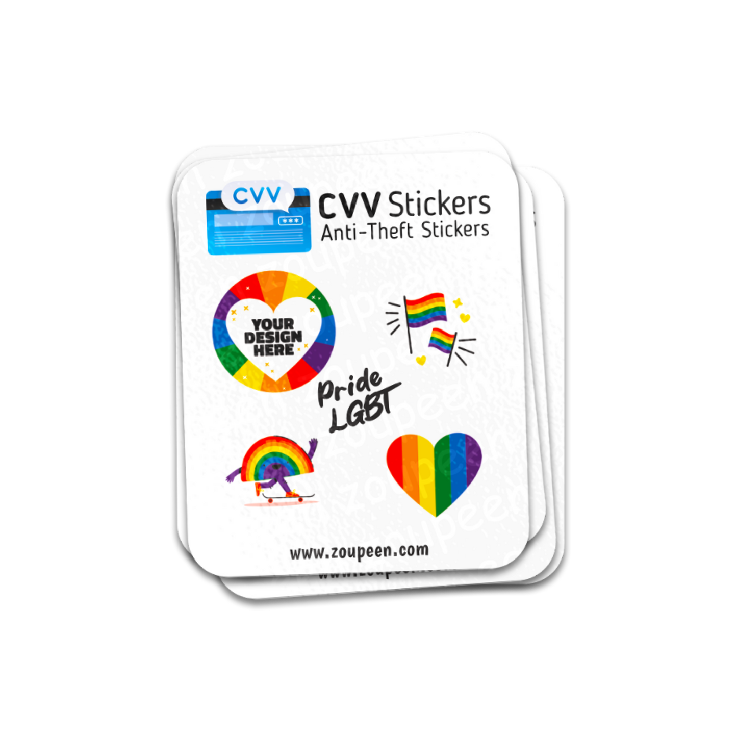 CVV Anti-Theft Stickers: Pride LGBT Set