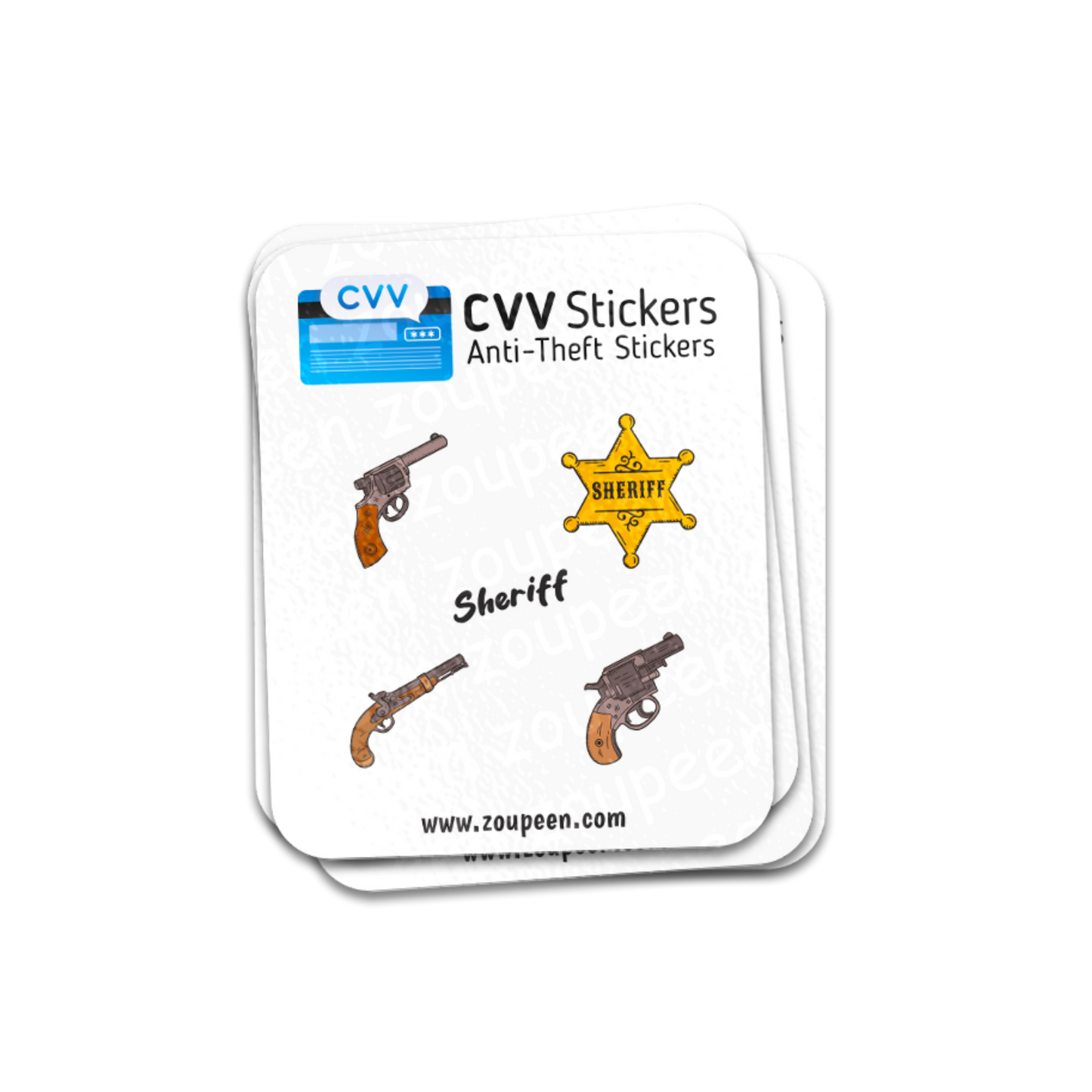 CVV Anti-Theft Stickers: Sheriff Set