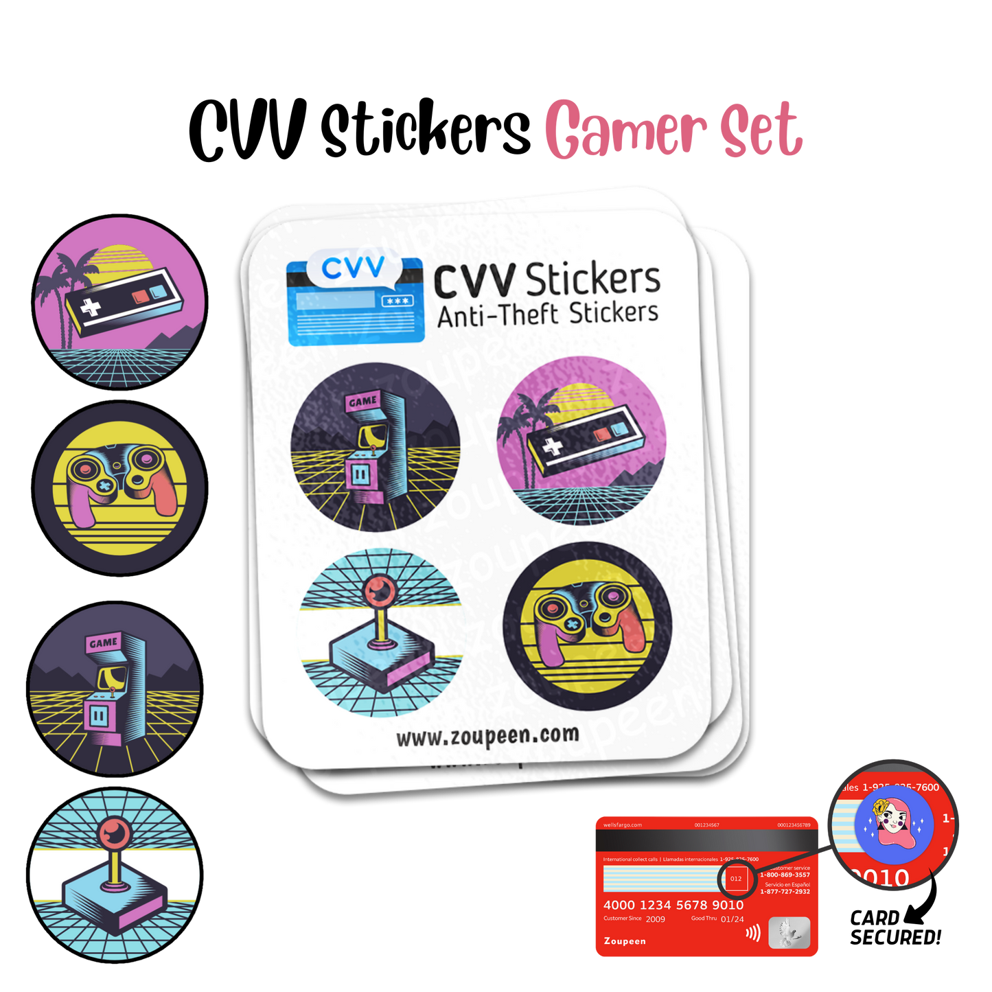 CVV Anti-Theft Stickers: Gamer Set