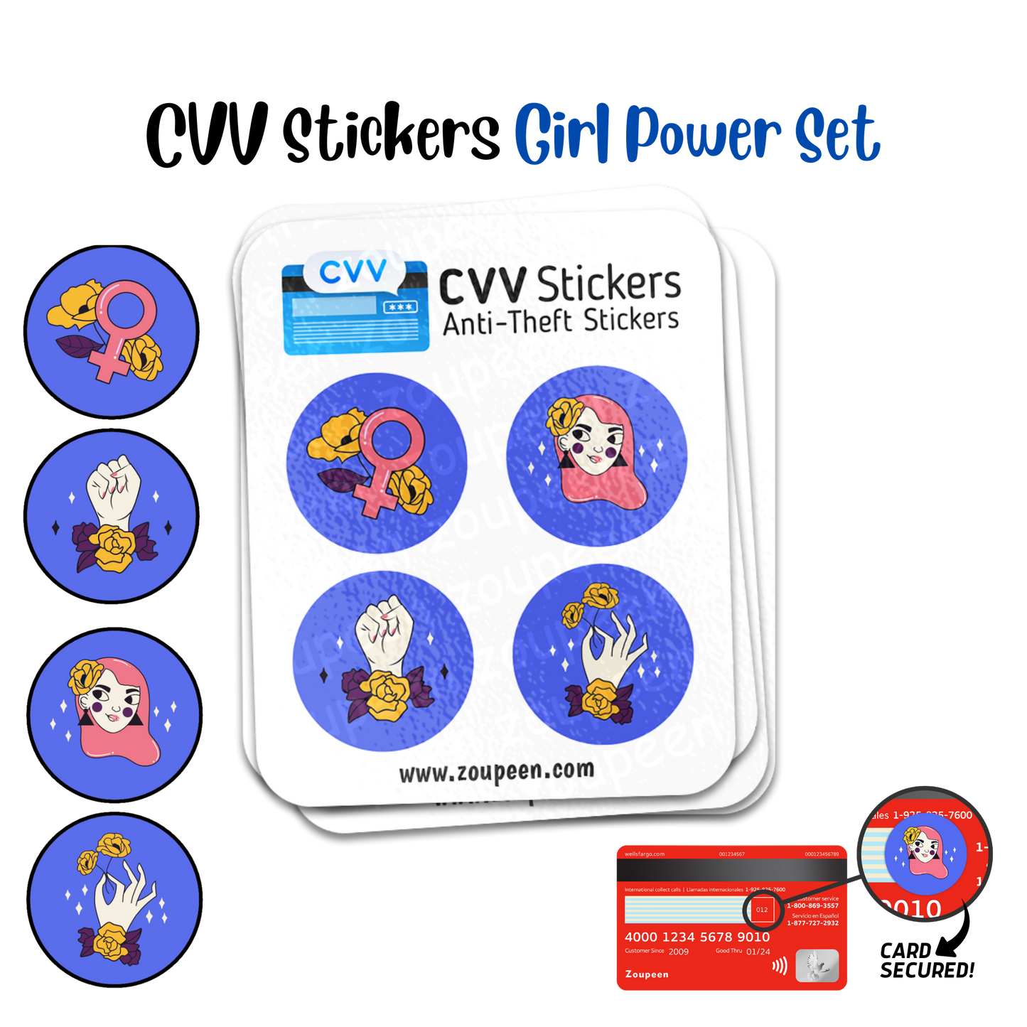 CVV Anti-Theft Stickers: Girl Power Set