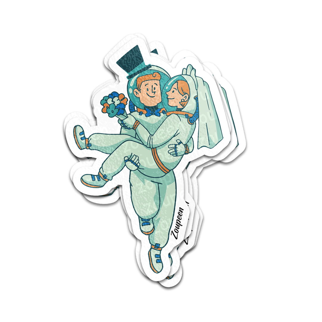 Astronaut Couple Sticker