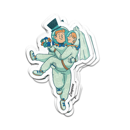 Astronaut Couple Sticker