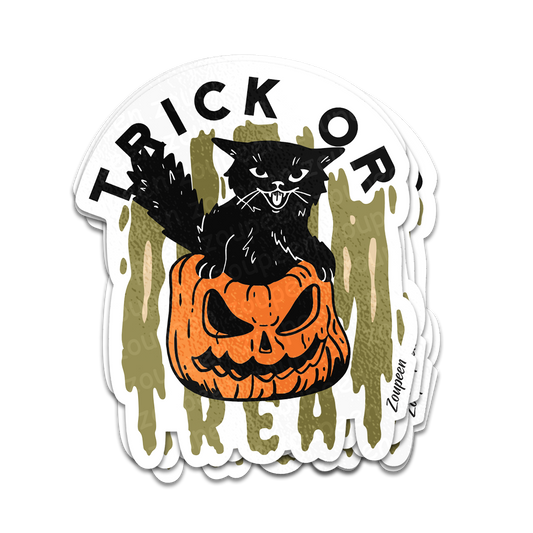 Trick or Treat Cat Sticker