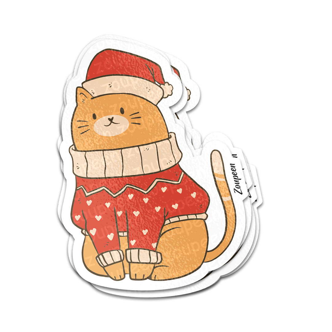 Cozy Christmas Cat Sticker