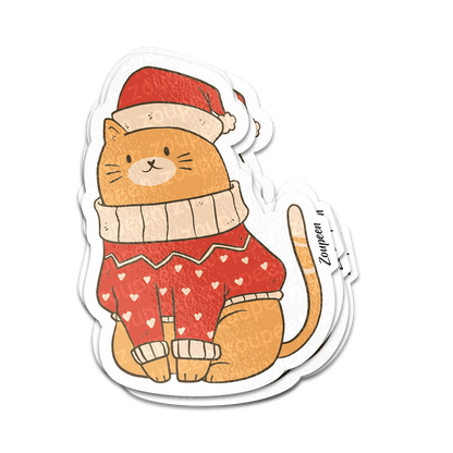 Cozy Christmas Cat Sticker