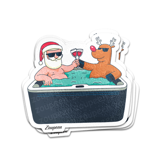 Santa's Jacuzzi Party Sticker