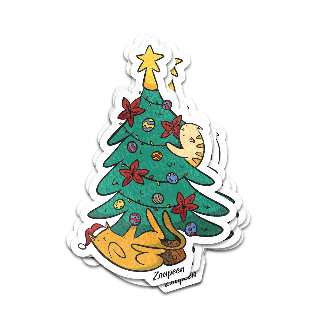 Christmas Tree Cats Sticker