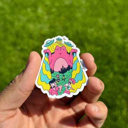 Alien Cat Invasion Sticker