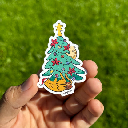 Christmas Tree Cats Sticker