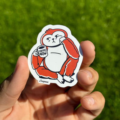 Coffee Now Orangutan Sticker