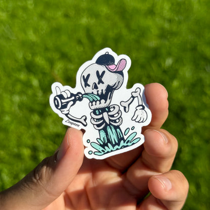 Drunk Skeleton Sticker