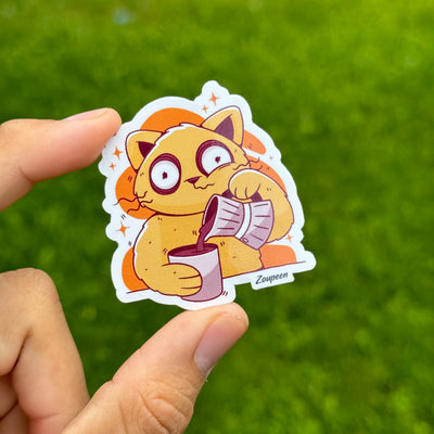 Caffeinated Cat Sticker