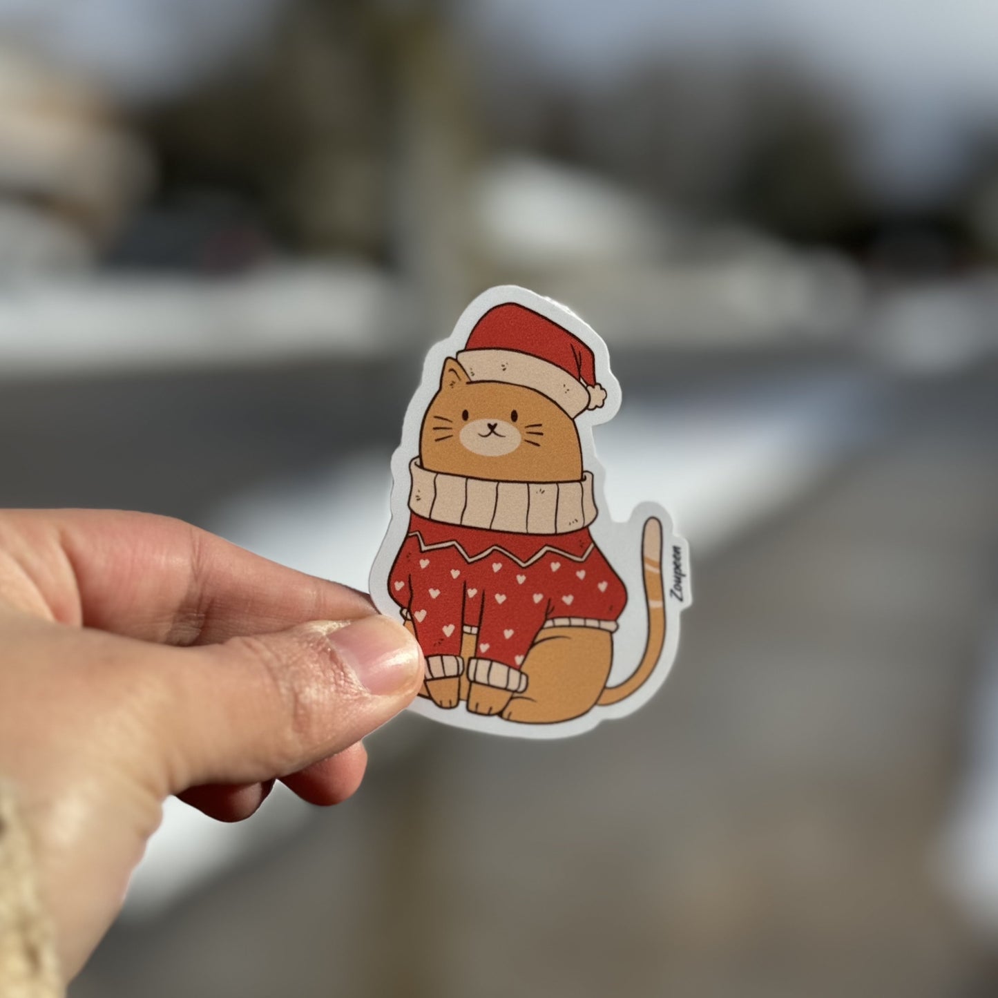 Cozy Christmas Cat Sticker