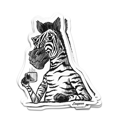 Bored Zebra with Coffee Sticker