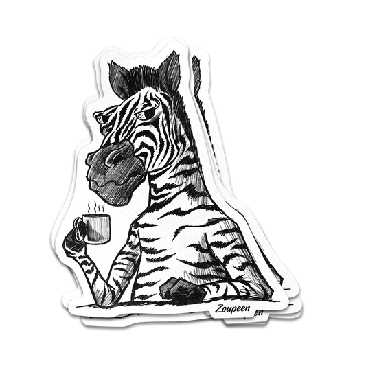 Bored Zebra with Coffee Sticker