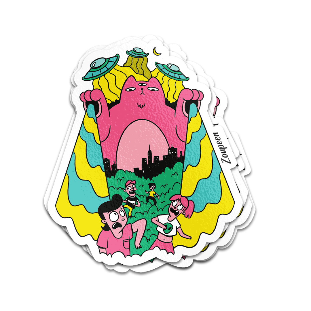 Alien Cat Invasion Sticker