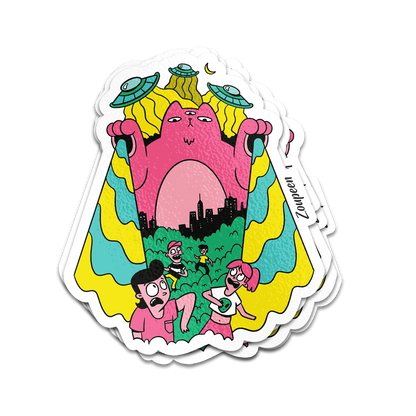 Alien Cat Invasion Sticker