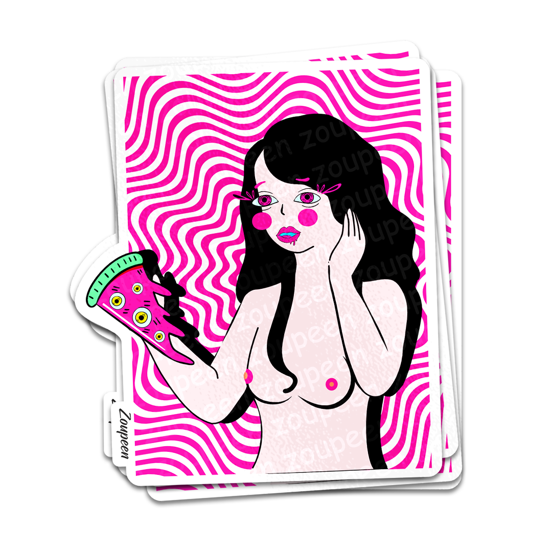 Trippy Pizza Girl Sticker