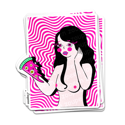 Trippy Pizza Girl Sticker