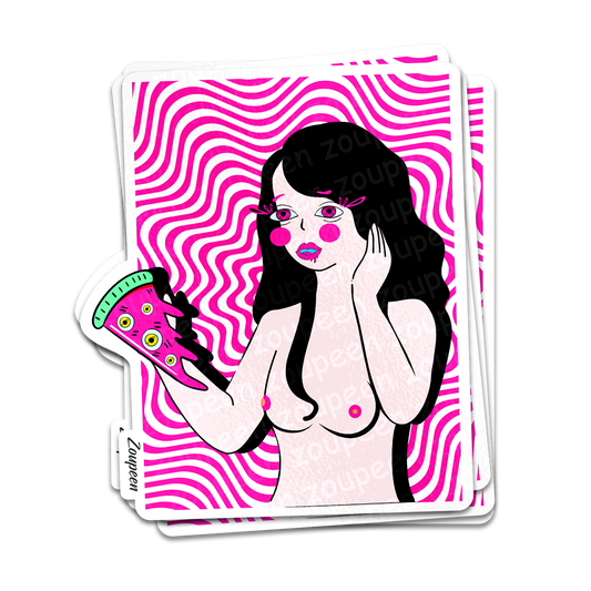 Trippy Pizza Girl Sticker