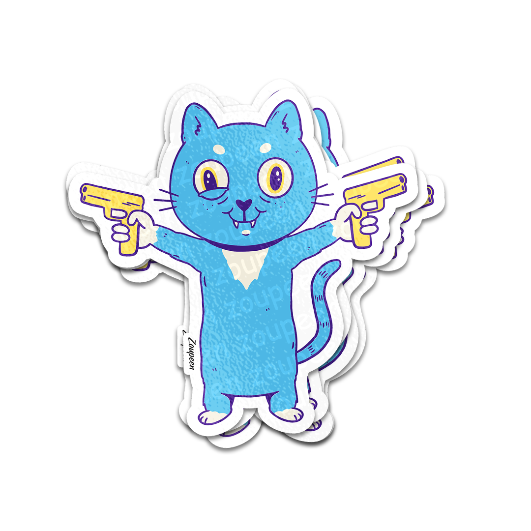 Gun-Slinger Cat Sticker