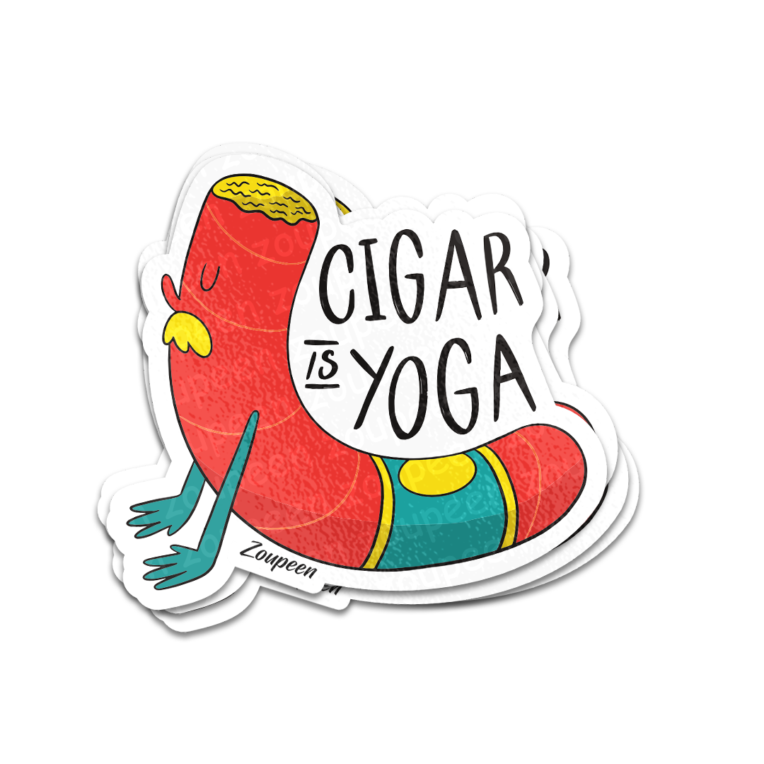 Cigar Yoga Sticker