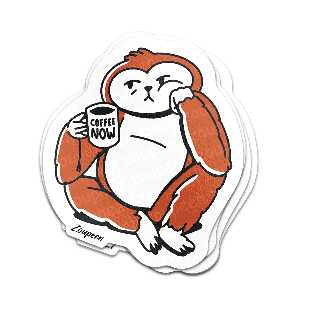 Coffee Now Orangutan Sticker