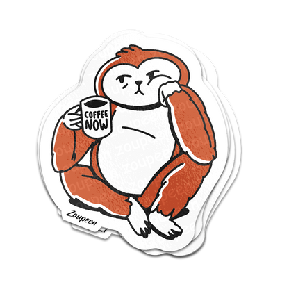 Coffee Now Orangutan Sticker