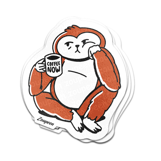 Coffee Now Orangutan Sticker