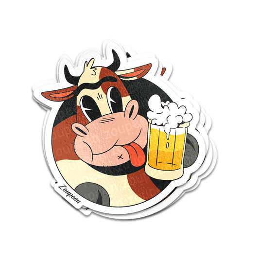 Cheers Cow Sticker