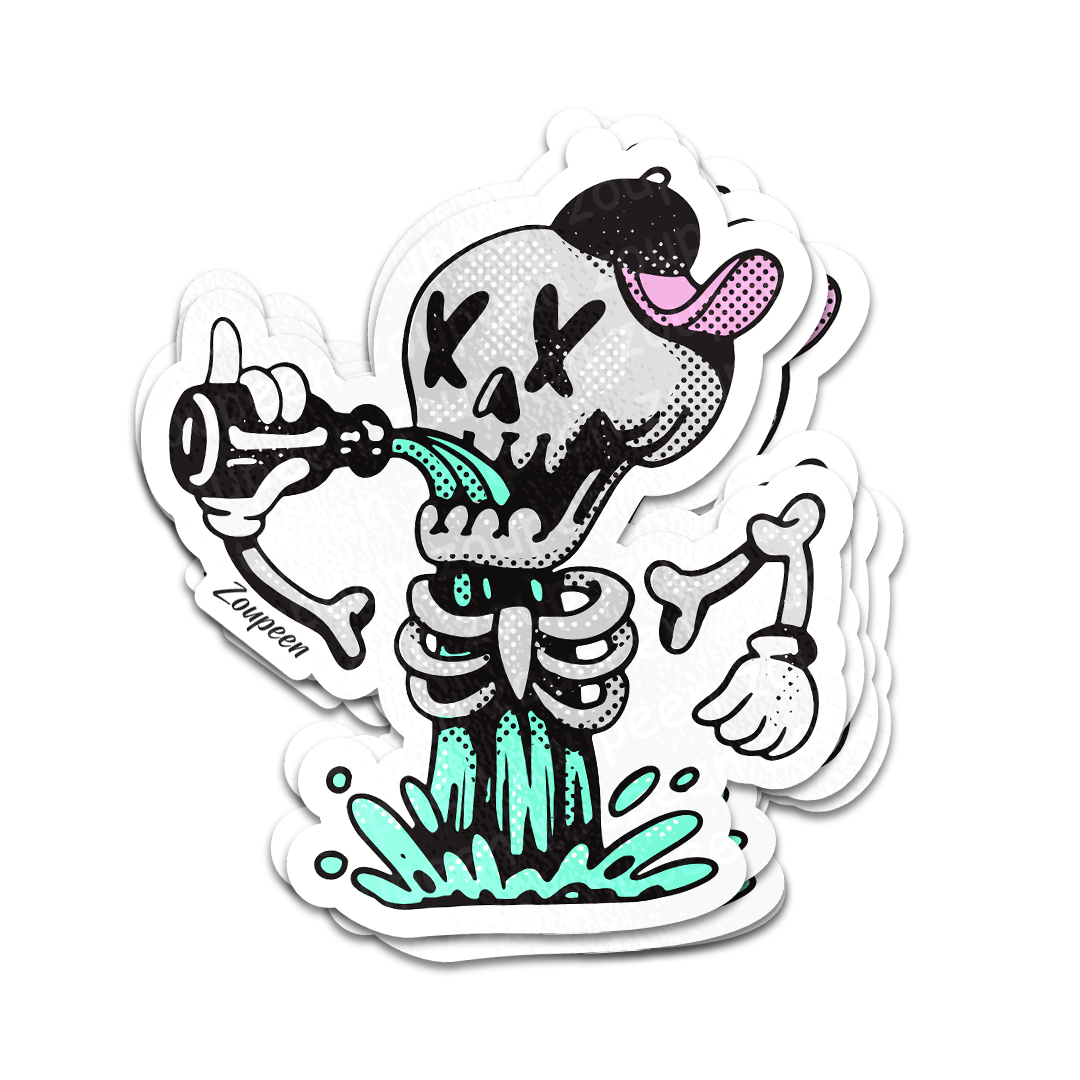 Drunk Skeleton Sticker