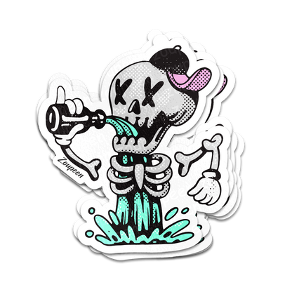 Drunk Skeleton Sticker