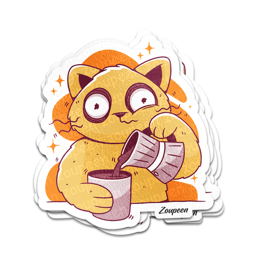 Caffeinated Cat Sticker