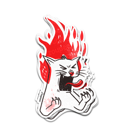 Fiery Feline Fury Sticker