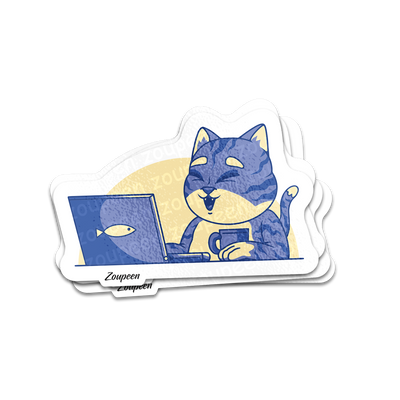 Happy Office Cat Sticker