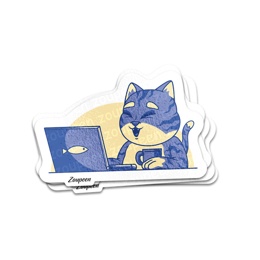 Happy Office Cat Sticker